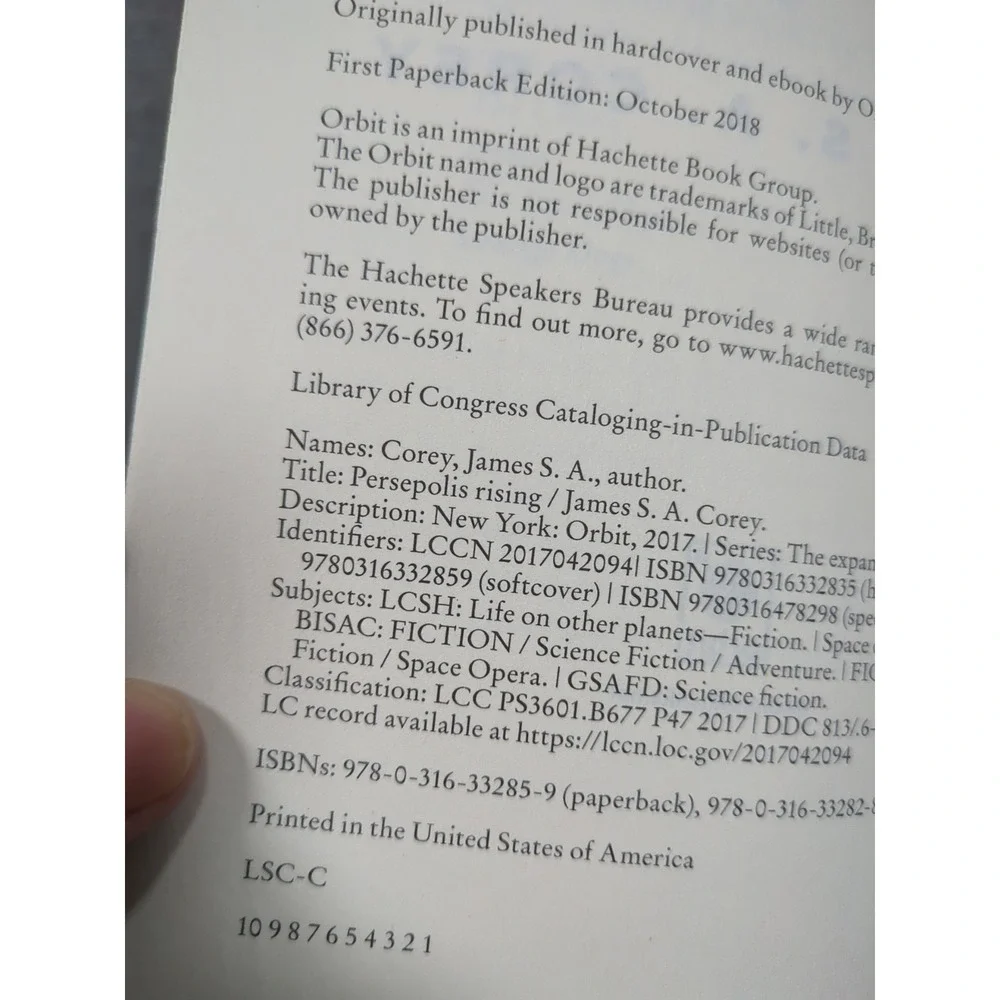 Persepolis Rising James‎ S. A. Corey First Edition 1st Print Trade PB Expanse 7